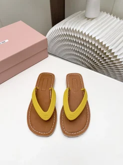 MIU MIU Slides & Slippers Leather (Brown-Yellow) EU35-40 A8020260603250399