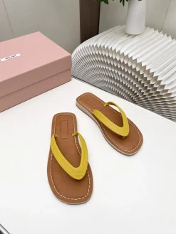 Alternative view of MIU MIU Slides & Slippers Leather (Brown-Yellow) EU35-40 A8020260603250399