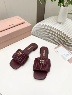 Alternative view of MIU MIU Slides & Slippers Leather (Burgundy-Gold) EU34-41 B30202606032510109