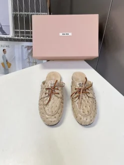 Alternative view of MIU MIU Slides & Slippers Ostrich Leather (Beige-Brown) EU35-41 B70202606032524119