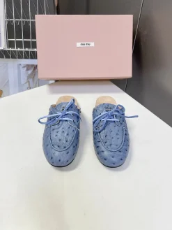 Alternative view of MIU MIU Slides & Slippers Ostrich Leather (Blue) EU35-41 B70202606032525119