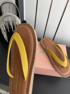 Alternative view of MIU MIU Slides & Slippers Rubber-Leather (Yellow-Brown) EU35-39 A9020260603252299