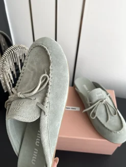 Alternative view of MIU MIU Slides & Slippers Suede (Light Green) EU35-41 B50202606032531119