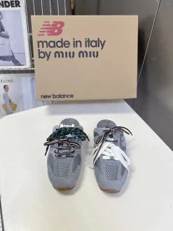 Alternative view of MIU MIU Slides & Slippers Suede-Mesh (Grey-Green-Brown) EU35-40 B70202606032590119