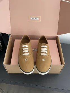 Alternative view of MIU MIU Sneakers & Trainers Canvas (Brown-White-Black) EU35-40 B30202606032538109