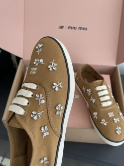 Alternative view of MIU MIU Sneakers & Trainers Canvas (Brown-White-Silver) EU35-40 B60202606032537119