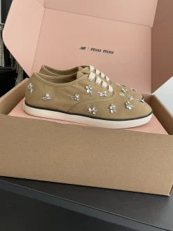 MIU MIU Sneakers & Trainers Canvas (Khaki-White-Black) EU35-40 B60202606032540119