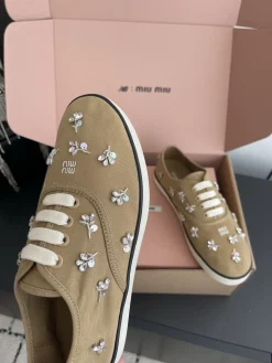Alternative view of MIU MIU Sneakers & Trainers Canvas (Khaki-White-Black) EU35-40 B60202606032540119