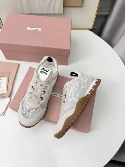MIU MIU Sneakers & Trainers Lace-Suede (White-Beige-Brown) EU35-40 B30202606032546109