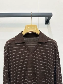 Alternative view of MIU MIU Sweaters & Knitwear Cotton (Brown-White) S-M-L C15202606010487139