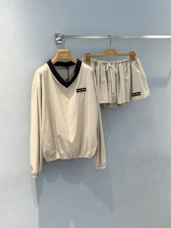 MIU MIU T-shirts & Vests Polyester (Beige-Black) S-M-L B80202606011111129