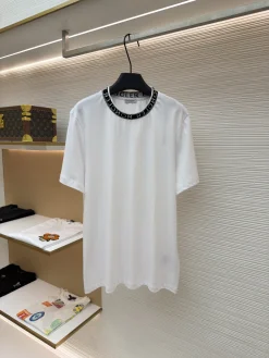 MONCLER T-shirts & Vests Cotton (White-Black) S-XL A1020260613047079