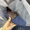 PRADA Boat Shoes & Espadrilles Canvas-Leather (Blue-Brown) EU39-46 C50202606032606149