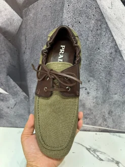 Alternative view of PRADA Boat Shoes & Espadrilles Canvas-Leather (Olive Green-Brown) EU39-46 C50202606032607149