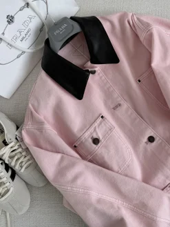 Alternative view of PRADA Coats & Jackets Cotton (Pink-Black) D25202606011844169