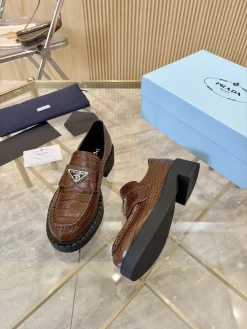 Alternative view of PRADA Flats & Loafers Crocodile-Embossed Leather (Brown-Black) EU34-41 B60202606032624119