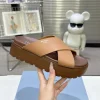 PRADA Slides & Slippers Leather (Brown-Tan) EU35-40 B20202606032828109