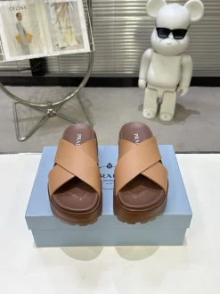 Alternative view of PRADA Slides & Slippers Leather (Brown-Tan) EU35-40 B20202606032828109