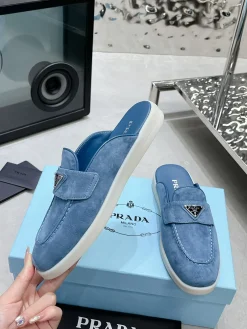 PRADA Slides & Slippers Suede (Blue-White) EU35-45 B30202606032860109