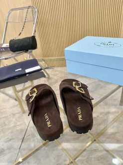 Alternative view of PRADA Slides & Slippers Suede (Brown-Gold-Black) EU35-42 B20202606032862109