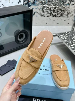 Alternative view of PRADA Slides & Slippers Suede (Brown-White) EU35-45 B30202606032863109