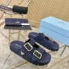 PRADA Slides & Slippers Suede (Navy-Gold) EU35-42 B20202606032865109