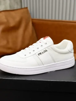 PRADA Sneakers & Trainers Leather-Canvas (White-Red) EU38-44 B0020260603293099