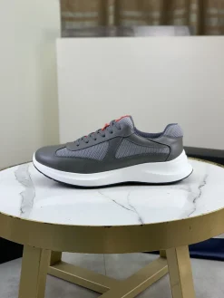 PRADA Sneakers & Trainers Leather-Mesh (Grey-White-Orange-Black) EU38-44 C30202606032957139