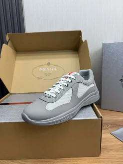 PRADA Sneakers & Trainers Leather-Mesh (Grey-White-Red) EU38-45 C00202606032907129