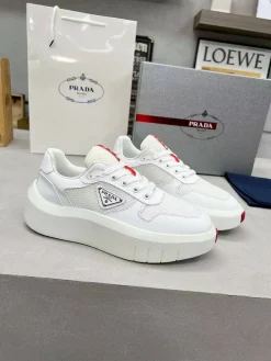 PRADA Sneakers & Trainers Leather-Mesh (White-Red) EU35-45 B90202606032894129