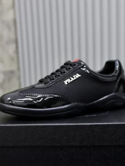 PRADA Sneakers & Trainers Patent Leather-Fabric (Black-Red) EU38-44 B0020260603291299