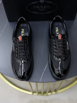Alternative view of PRADA Sneakers & Trainers Patent Leather-Fabric (Black-Red) EU38-44 B0020260603291299