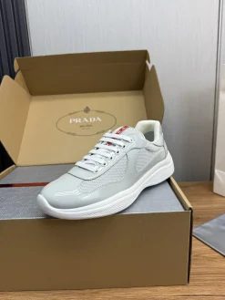 PRADA Sneakers & Trainers Patent Leather-Mesh (Grey-White-Red) EU38-45 C00202606032970129