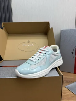 PRADA Sneakers & Trainers Patent Leather-Mesh (Light Blue-White) EU38-45 C00202606032883129