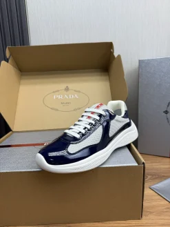 PRADA Sneakers & Trainers Patent Leather-Mesh (Navy-White-Red) EU38-45 C00202606032873129