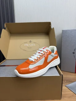 PRADA Sneakers & Trainers Patent Leather-Mesh (Orange-White-Grey) EU38-45 C00202606032909129