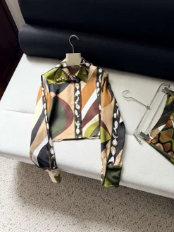 PUCCI Shirts & Polos Silk (Brown-Green-White-Black) 36-42 E16202606010640189