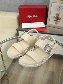 ROGER VIVIER Sandals & Mules Leather (Beige-White-Silver) EU35-40 B0020260603302899