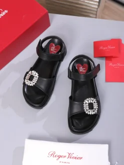 ROGER VIVIER Sandals & Mules Leather (Black-Silver-Red) EU35-41 B10202606033031109