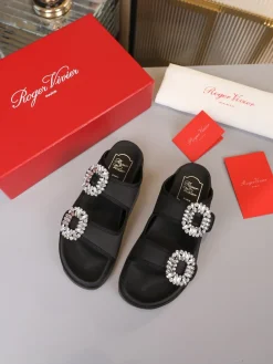 ROGER VIVIER Slides & Slippers Satin (Black-Silver) EU35-41 B0020260603303499