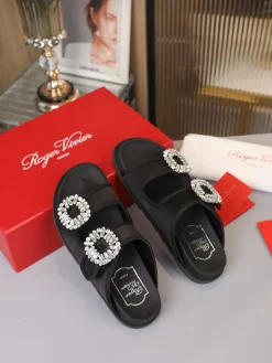 Alternative view of ROGER VIVIER Slides & Slippers Satin (Black-Silver) EU35-41 B0020260603303499