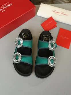ROGER VIVIER Slides & Slippers Satin (Green-Black-Silver) EU35-41 B0020260603303699