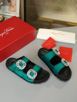 Alternative view of ROGER VIVIER Slides & Slippers Satin (Green-Black-Silver) EU35-41 B0020260603303699