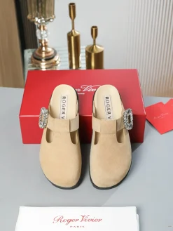 Alternative view of ROGER VIVIER Slides & Slippers Suede (Beige-Black) EU35-41 B30202606033037109