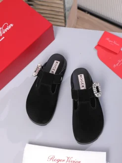 Alternative view of ROGER VIVIER Slides & Slippers Suede (Black-Silver) EU35-41 B30202606033038109
