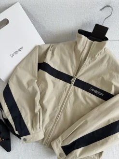 SAINT LAURENT Coats & Jackets Polyester (Beige-Black) D55202606011072179