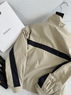 Alternative view of SAINT LAURENT Coats & Jackets Polyester (Beige-Black) D55202606011072179