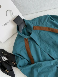 Alternative view of SAINT LAURENT Coats & Jackets Polyester (Teal-Brown) C95202606011071159