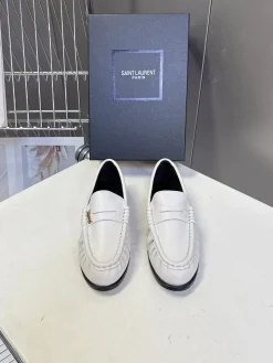 Alternative view of SAINT LAURENT Flats & Loafers Leather (White-Black) EU39-44 C20202606033054139