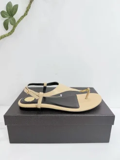 SAINT LAURENT Sandals & Mules Leather (Beige-Black) EU35-42 B40202606033060109